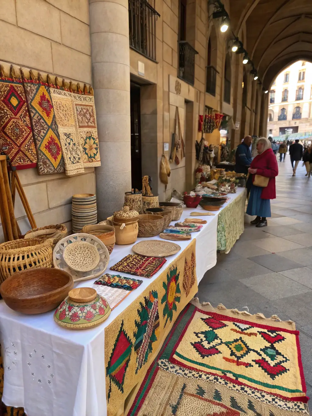 A photograph showcasing local artisans displaying their crafts at a market event organized by ASS COMITE FETES BOQUEHO, highlighting the promotion of local talent.